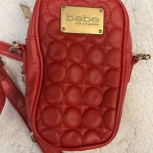 Bebe Red Quilted Crossbody Bag